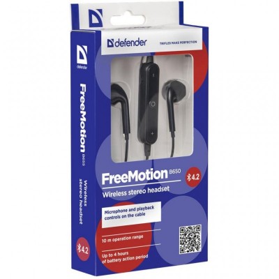 Навушники Defender FreeMotion B650 Bluetooth Black (63650)