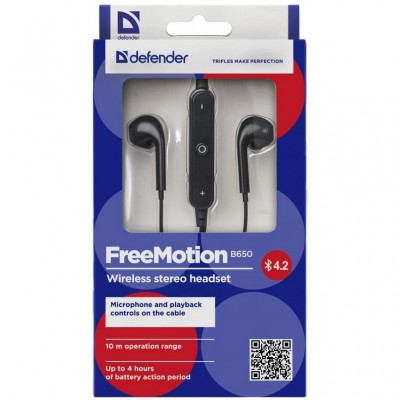Навушники Defender FreeMotion B650 Bluetooth Black (63650)