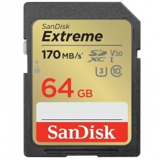 Карта пам'яті SanDisk SD 64GB C10 UHS-I U3 R170/W80MB/s Extreme V30 Карта пам'яті SanDisk SD 64GB C10 UHS-I U3 R170/W80MB/s Extreme V30