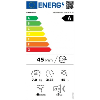 Пральна машина Electrolux фронтальна, 7кг, 1200, A, 48см, дисплей, інвертор, білий