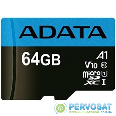 Карта памяти ADATA 64GB microSD class 10 UHS-I A1 Premier (AUSDX64GUICL10A1-R)