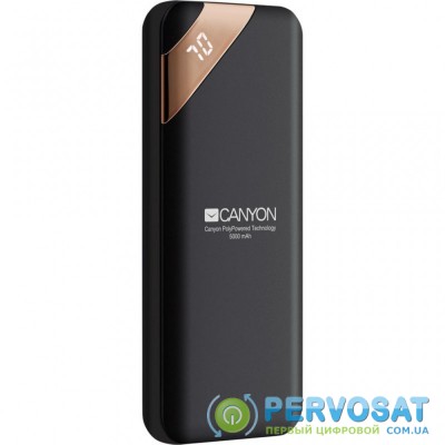 Батарея универсальная CANYON 5000mAh, Input 5V/2A, Output 5V/2.1A, Black (CNE-CPBP5B)