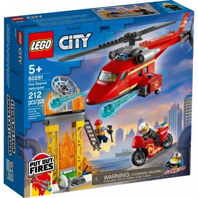 Конструктор LEGO City Fire Пожарный спасательный вертолет 212 деталей (60281)