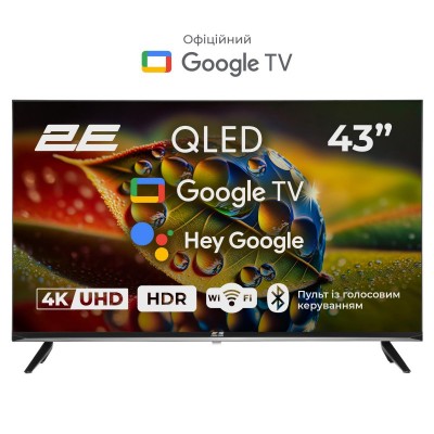 Телевізор 43" 2E QLED 4K 60Hz Smart Google TV Black