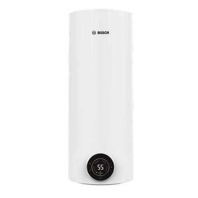 Водонагрівач електр. BOSCH круглий слім Tronic 4000T, 50л, 1,5кВт, сухий тен, вертикальний монтаж, електр. кер-ння, B, білий