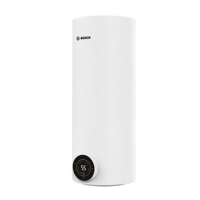 Водонагрівач електр. BOSCH круглий слім Tronic 4000T, 50л, 1,5кВт, сухий тен, вертикальний монтаж, електр. кер-ння, B, білий