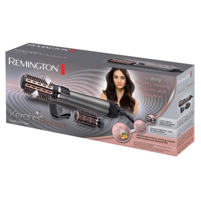 Фен-щітка Remington Keratin Protect, 1000Вт, 3 режими, іоніз-я, оберт., хол. обдув, сріблястий