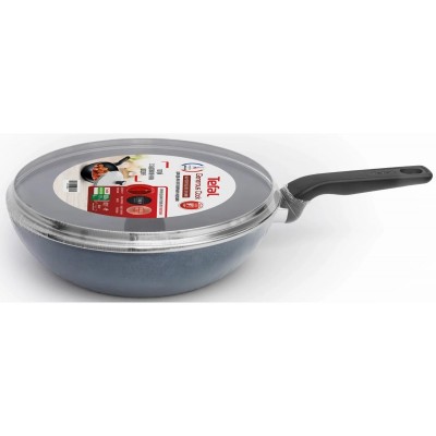 Сковорода ВОК з кришкою Tefal Generous Cook, 28см, алюміній, бакеліт, скло, чорний