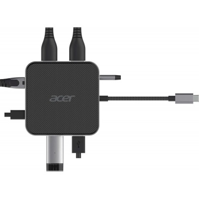 Хаб Acer USB-С &gt; HDMI/DP/2xUSB-A3.2/USB-C/RJ45/mini-jack, 0.15м, чорний