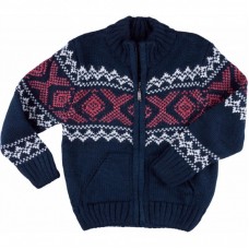 Кофта Tossy в'язана на блискавці синя з орнаментом (416-1-92B-blue) Кофта Tossy в'язана на блискавці синя з орнаментом (416-1-92B-blue)