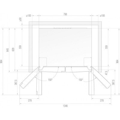 Холодильник SBS Gorenje, 182х64х80см, 4 двері, 265(129)л, А++, Інвертор , Зона св-ті, Внутр. Диспл, Нерж