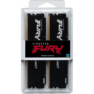 Пам'ять ПК Kingston DDR5 16GB KIT (8GBx2) 6000 FURY Beast Black