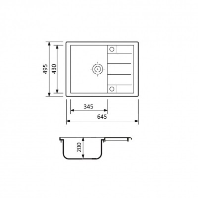 Набір кухонний Adamant Anila, штучний камінь, прямокут., з крилом, 645х495х200мм, чаша - 1, врізна, Old stone + змішувач