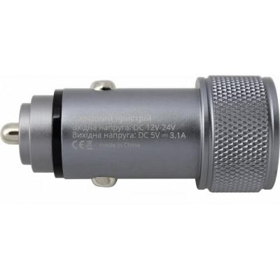 Зарядний пристрій Grand-X 3,1A, 12-24V, 2USB (CH-07DG) dark grey metallic (CH-07DG)