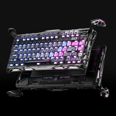 Клавіатура механічна GravaStar Mercury K1 Pro 80keys, GravaStar x Kailh Speedy Mint, BT/WL/USB, cyberpunk