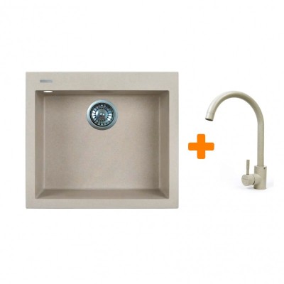 Набір кухонний Adamant Univer, штучний камінь, квадрат, без крила, 560х500х200мм, чаша - 1, врізна, Avena + змішувач