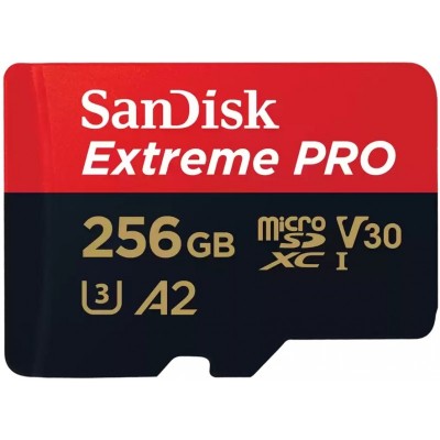 Карта пам'яті SanDisk microSD 256GB C10 UHS-I U3 R200/W140MB/s Extreme Pro V30 + SD