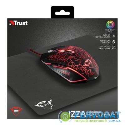 Trust GXT 783 Izza Gaming Mouse &amp; Mouse Pad BLACK