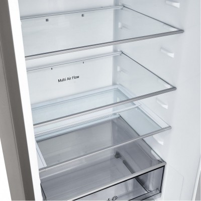 Холодильник LG з нижн. мороз., 203x60х68, холод.відд.-262л, мороз.відд.-113л, 2дв., E, NF, інв., диспл зовн., зона св-ті, сріблястий