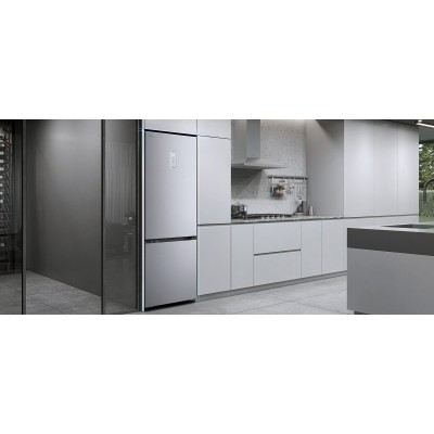 Холодильник LG з нижн. мороз., 203x60х68, холод.відд.-262л, мороз.відд.-113л, 2дв., E, NF, інв., диспл зовн., зона св-ті, сріблястий