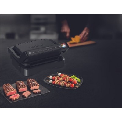 Гриль Tefal прижимний OptiGrill 2в1 Black, 2100Вт, темп. режимів-4, з`ємні пластини, метал, чорний