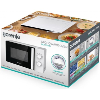 Мікрохвильова піч Gorenje, 17л, мех. керув., 700Вт, дисплей, білий