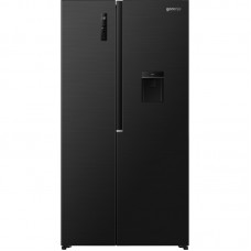 Холодильник SBS Gorenje, 179х62х92см, 2 двері, 344(197)л, А+, NF+, Інв., Зона св-ті, диспенсер, генератор льоду, Зовн. Диспл, чорний