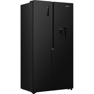 Холодильник SBS Gorenje, 179х62х92см, 2 двері, 344(197)л, А+, NF+, Інв., Зона св-ті, диспенсер, генератор льоду, Зовн. Диспл, чорний