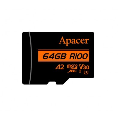 Карта пам'яті Apacer microSD 64GB C10 UHS-I U3 A2 R100/W80MB/s + SD