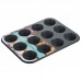 Форма для випікання мафінів Ardesto Tasty baking на 12 шт. 35*26,5 см, сірий,голубий, вугл. сталь