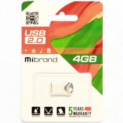 USB флеш накопитель Mibrand 4GB Hawk Silver USB 2.0 (MI2.0/HA4M1S)