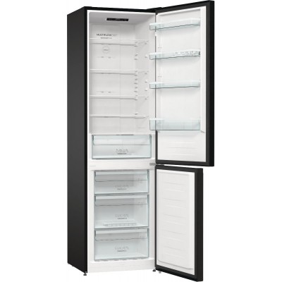 Холодильник з нижн. мороз. камерою Gorenje NRK6202EBXL4 200х60х60см, 2 двері, 235( 96)л, А++, NoFrost+ , LED дисплей, Зона св-ті, чорний