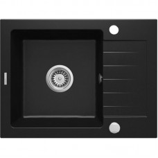 Мийка кухонна Deante Zorba, граніт, прямокутник, з крилом, 580х440х164мм, чаша - 1, накладна, чорний Мийка кухонна Deante Zorba, граніт, прямокутник, з крилом, 580х440х164мм, чаша - 1, накладна, чорний