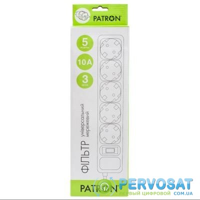 Сетевой фильтр питания PATRON 3.0 m3*1mm2 (SP-1053) 5 розеток BLACK (EXT-PN-SP-1053)