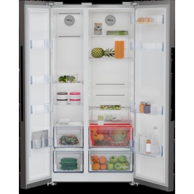 Холодильник Beko SBS, 179x91x71, xолод.відд.-368л, мороз.відд.-190л, 2дв., E, NF, дисплей, нерж