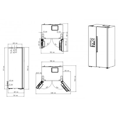 Холодильник Beko SBS, 179x91x71, xолод.відд.-368л, мороз.відд.-190л, 2дв., E, NF, дисплей, нерж