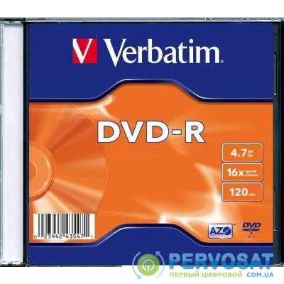 Диск DVD Verbatim 4.7Gb 16X SlimBox 20шт MatteSilv AZO (43547)