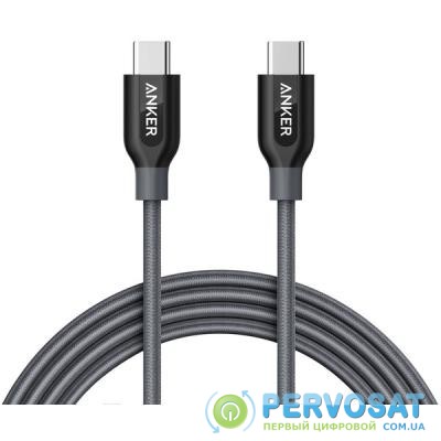 Дата кабель USB Type-C to Type-C 1.8m Powerline+ V3 Gray Anker (A81880A1)