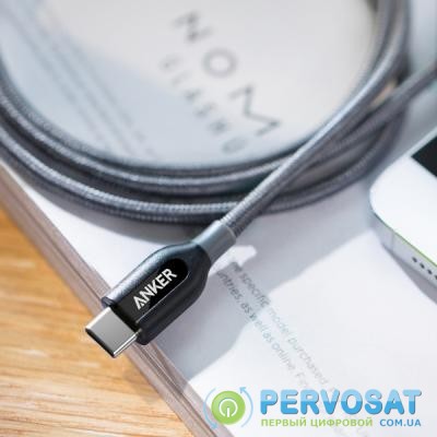 Дата кабель USB Type-C to Type-C 1.8m Powerline+ V3 Gray Anker (A81880A1)