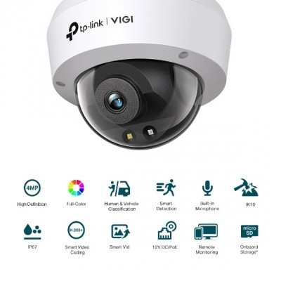 IP-Камера TP-LINK VIGI C240-2.8, PoE, 4Мп, 2,8 мм, H265+, IP66, Turret, кольорове нічне бачення, внутрішня