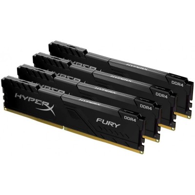 Пам'ять до ПК Kingston DDR4 2400 64GB KIT (16GBx4) HyperX Fury Black