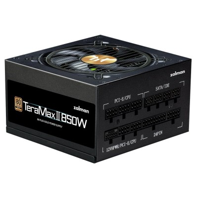 Блок живлення Zalman Teramax 2  (850W), >90%, 80+ Gold, 120мм, 1xMB 28pin (18+10), 2xCPU 8pin(4+4), 3xMolex, 12xSATA, 4xPCIe 8pin(6+2), 1x12VHPWR, Fully Modular