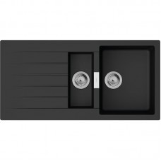 Мийка кухонна Hansgrohe S52, граніт, прямокутник, з крилом, 980х480х190мм, чаша - 1.5, накладна, S520-F530, чорний графіт Мийка кухонна Hansgrohe S52, граніт, прямокутник, з крилом, 980х480х190мм, чаша - 1.5, накладна, S520-F530, чорний графіт