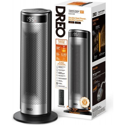 Тепловентилятор Dreo, 25м2, 2000Вт, електр. упр-ння, керамич.нагрів.елемент, пульт ДУ, 4 швидк, срібний Тепловентилятор Dreo, 25м2, 2000Вт, електр. упр-ння, керамич.нагрів.елемент, пульт ДУ, 4 швидк, срібний