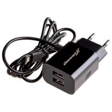 Зарядний пристрій Grand-X 5V 3,1A 2USB + micro USB Black с защитой от перегрузки (CH-65B) Зарядний пристрій Grand-X 5V 3,1A 2USB + micro USB Black с защитой от перегрузки (CH-65B)