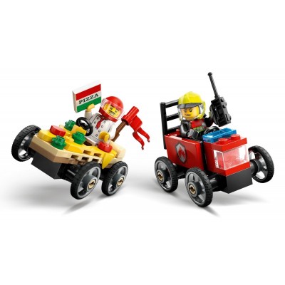 Конструктор LEGO City «Піца-авто проти пожежної машини» Набір перегонів