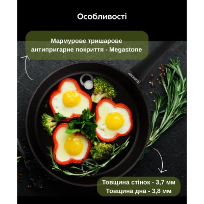 Сковорода глибока Ardesto Black Mars Favola, 28см, алюміній, чорний