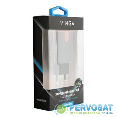 Зарядное устройство Vinga Display Wall Charger 2xUSB black (VRCH15BK)