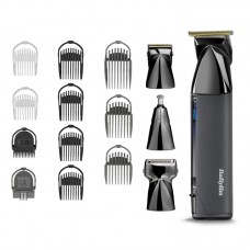 Набір для стрижки Babyliss Super-X Metal Black Edition, для голови, вусів, бороди,носа і тіла, акум., насадок-15, сумка для зберігання, підставка, сталь, чорний