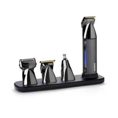 Набір для стрижки Babyliss Super-X Metal Black Edition, для голови, вусів, бороди,носа і тіла, акум., насадок-15, сумка для зберігання, підставка, сталь, чорний